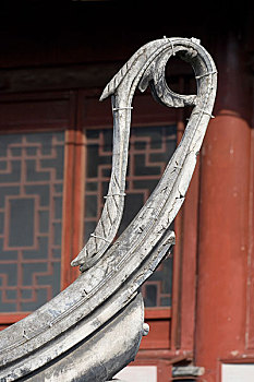 中国上海七宝古镇的古建筑特写
