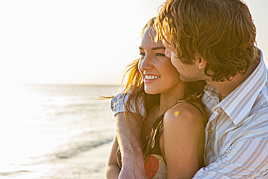 浪漫,年轻,情侣,日光,海滩,马略卡岛,西班牙