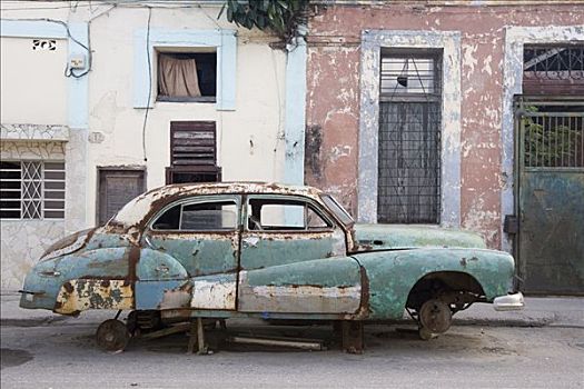 框架,老爷车,建筑,哈瓦那,古巴