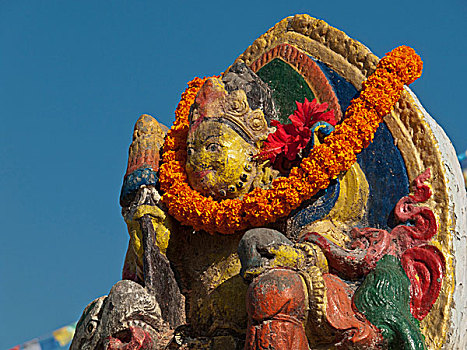 花环,花,提供,图像,女神,加德满都,尼泊尔,南亚