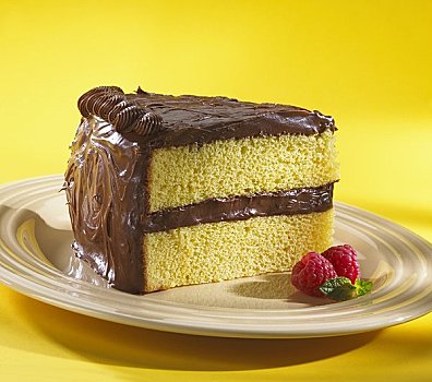 块,黄色,蛋糕,巧克力皮,树莓