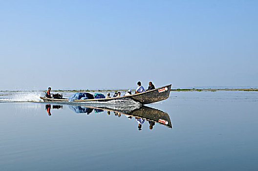 船,湖,缅甸,东南亚