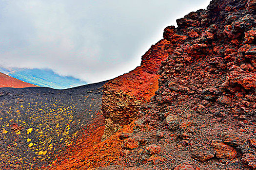 意大利,西西里,埃特纳火山,火山口