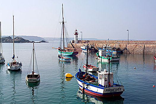渔船,帆船,钓鱼,港口,布列塔尼半岛,法国