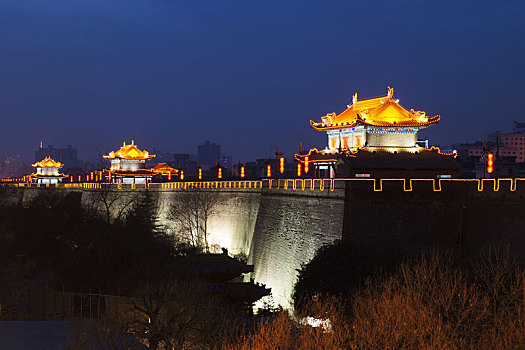 陕西西安城墙夜景