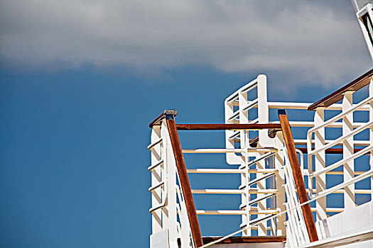 白色,栏杆,楼梯,蓝天,云,背景,比斯开湾,法国