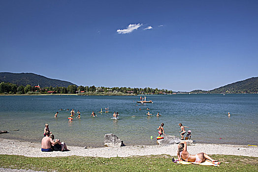 日光浴,区域,洛赫特-伊根,泰根湖,上巴伐利亚,巴伐利亚,德国南部,德国