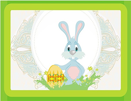 插画,高兴,复活节兔子,蛋