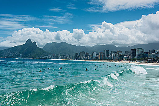 海洋,波浪,海岸线,伊帕内玛海滩,里约热内卢,巴西