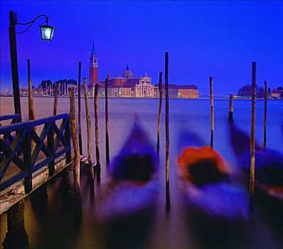 小船,黄昏,圣乔治奥,马焦雷湖,威尼斯,意大利