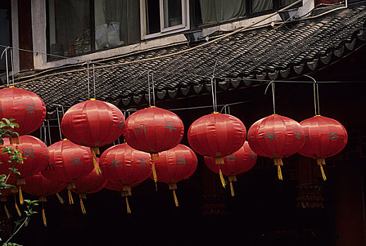 中国,上海,街景,红色,灯笼
