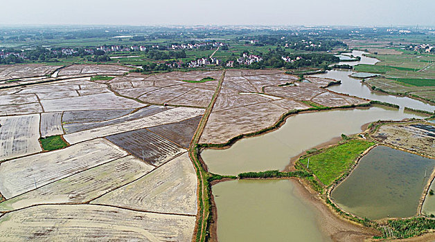 航拍雨后田园