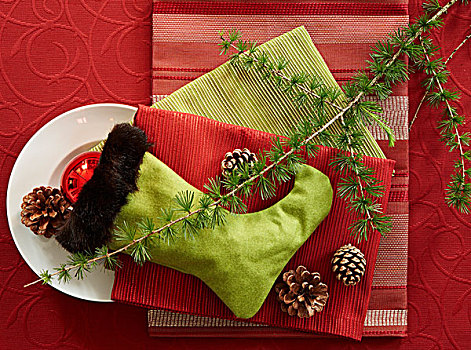 圣诞袜,装饰,桌布