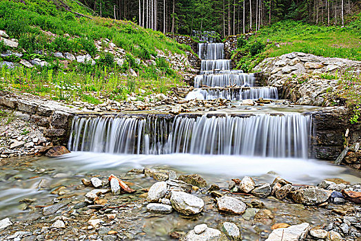 层叠,瀑布,溪流,巴德加斯坦,萨尔茨堡,地区,奥地利,欧洲