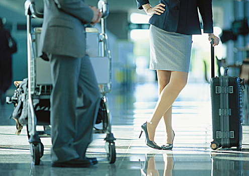 商务人士,职业女性,站立,行李,机场