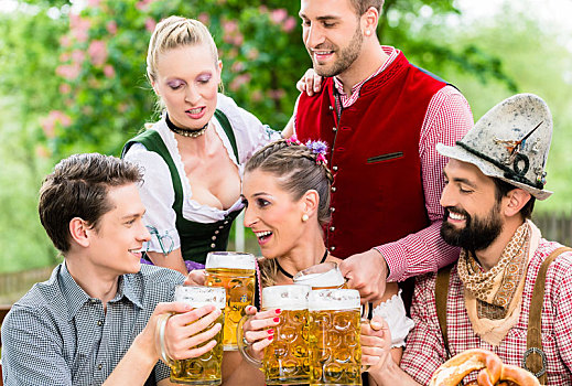 啤酒坊,朋友,喝,啤酒,巴伐利亚