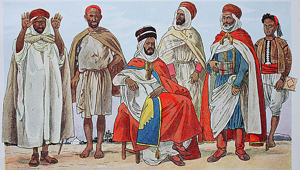 衣服,时尚,阿尔及利亚,阿尔及尔,19世纪,插画,非洲
