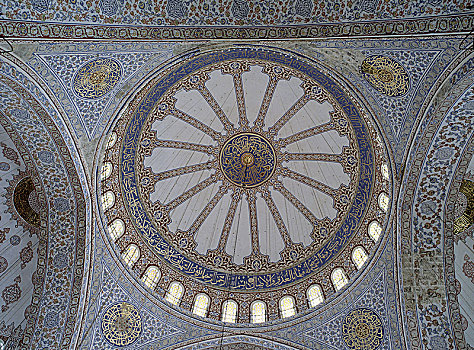 内景,穹顶,蓝色清真寺,伊斯坦布尔