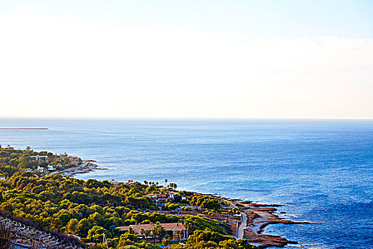 丹尼亚,海滩,地中海,俯视,阿利坎特,西班牙