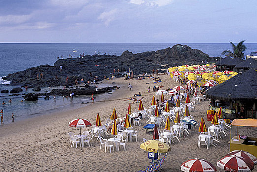 巴西,海滩,咖啡馆,伞