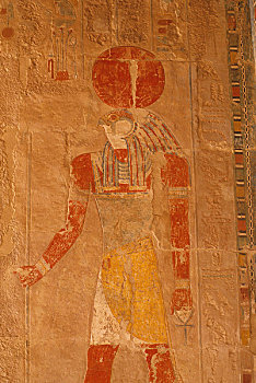 埃及,尼罗河,靠近,路克索神庙,哈采普苏特陵庙,小教堂,阿努比斯,涂绘,浮雕,雕刻
