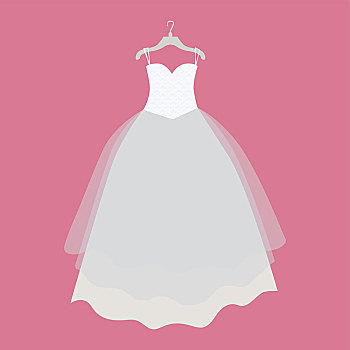 婚纱,矢量,插画,设计,优雅,白色长裙,新娘,悬挂,衣架,准备,婚礼,服装店,假日,计划,广告