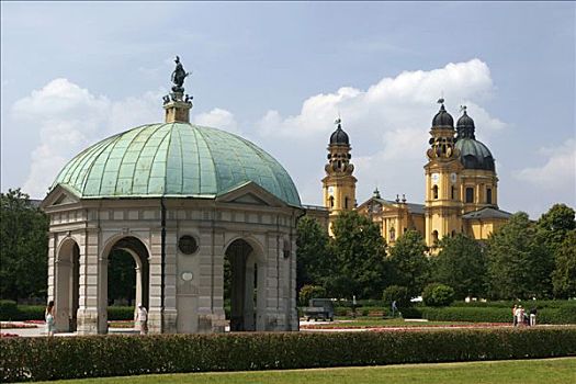 庙宇,教堂,宫廷花园,慕尼黑,上巴伐利亚,巴伐利亚,德国