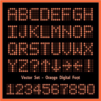 橙色,数码,字体