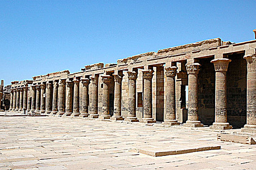 西部,柱廊,寺庙,伊希斯,菲莱岛,埃及