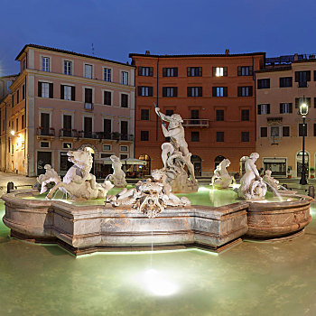 海王星喷泉,纳佛那广场,罗马,拉齐奥,意大利,欧洲