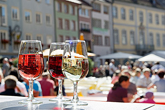 玻璃,红色,白色,葡萄酒,节日,布赖施高,黑森林,巴登符腾堡,德国,欧洲