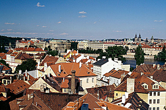 俯拍,城市,布拉格,捷克共和国