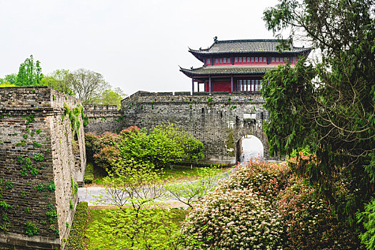 中国湖北荆州古城城墙城楼