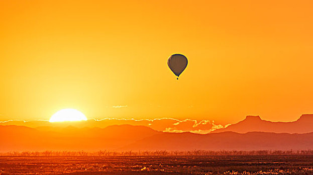 热气球,上方,非洲,大草原,日出,马赛马拉国家保护区,肯尼亚