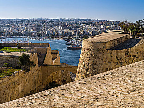 巨大,要塞,墙壁,瓦莱塔市,马耳他