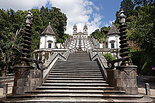 雄伟,巴洛克,楼梯,教堂,布拉加,葡萄牙,2009年