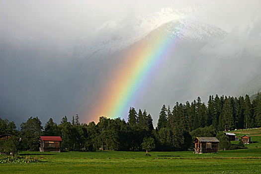 彩虹,正面,排水槽,冰川,瓦萊邦,瑞士