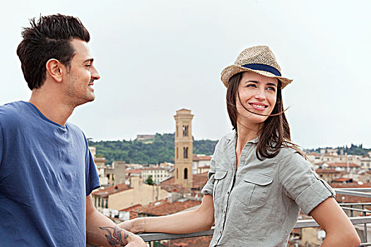 情侣,佛罗伦萨,背景,托斯卡纳,意大利