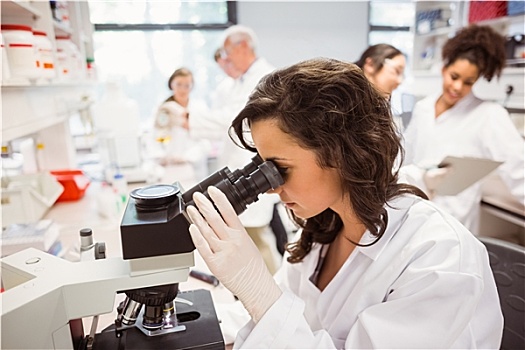 科学,学生,看穿,显微镜,实验室