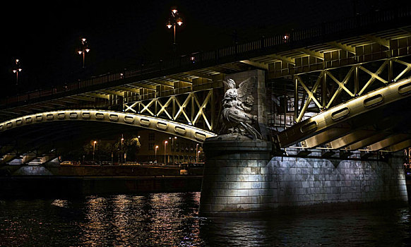 桥,光亮,夜晚,布达佩斯
