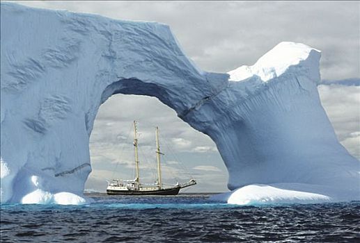 帆船,风景,冰山,海峡,南极