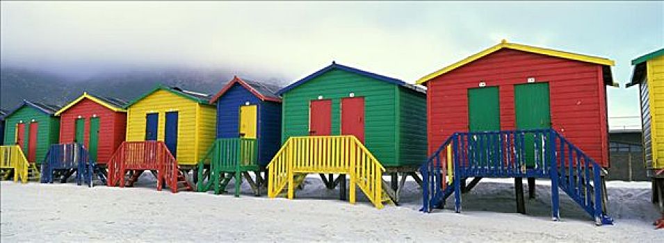 海滩小屋,排列,海滩,南非