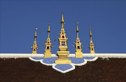 庙宇,盖屋顶细节,场所,清迈,泰国,亚洲