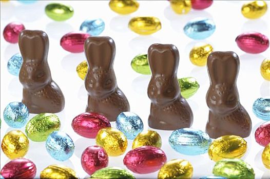 巧克力,兔子,小,巧克力蛋,色彩,箔