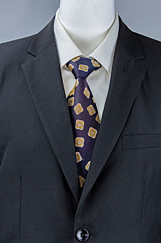 男式商务西装方格花纹深蓝色领带丝织品