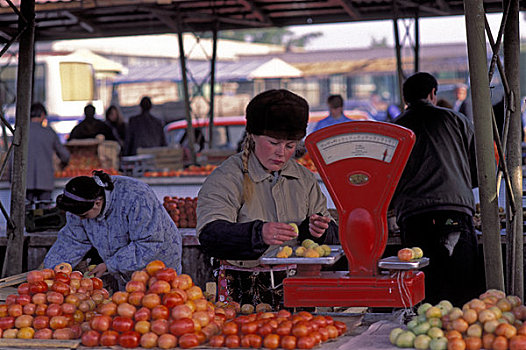俄罗斯,西伯利亚,市场一景,西红柿