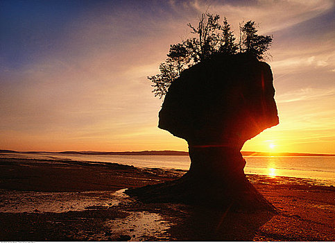 日出,霍伯威尔岩,新布兰斯维克,加拿大