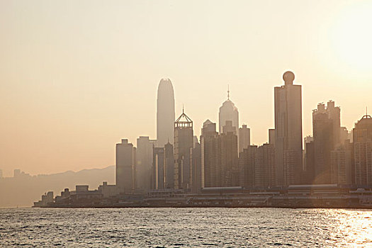 中国,香港,中心,城市天际线