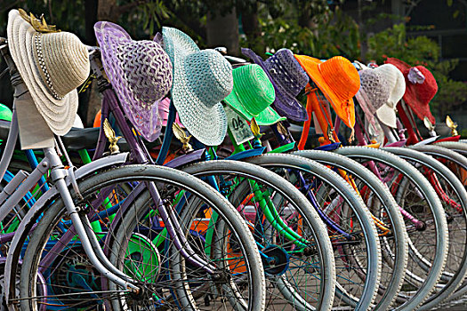 自行车,彩色,草帽,街上,雅加达,印度尼西亚,大幅,尺寸