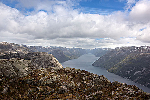 山,风景,吕瑟峡湾,罗加兰郡,挪威,欧洲